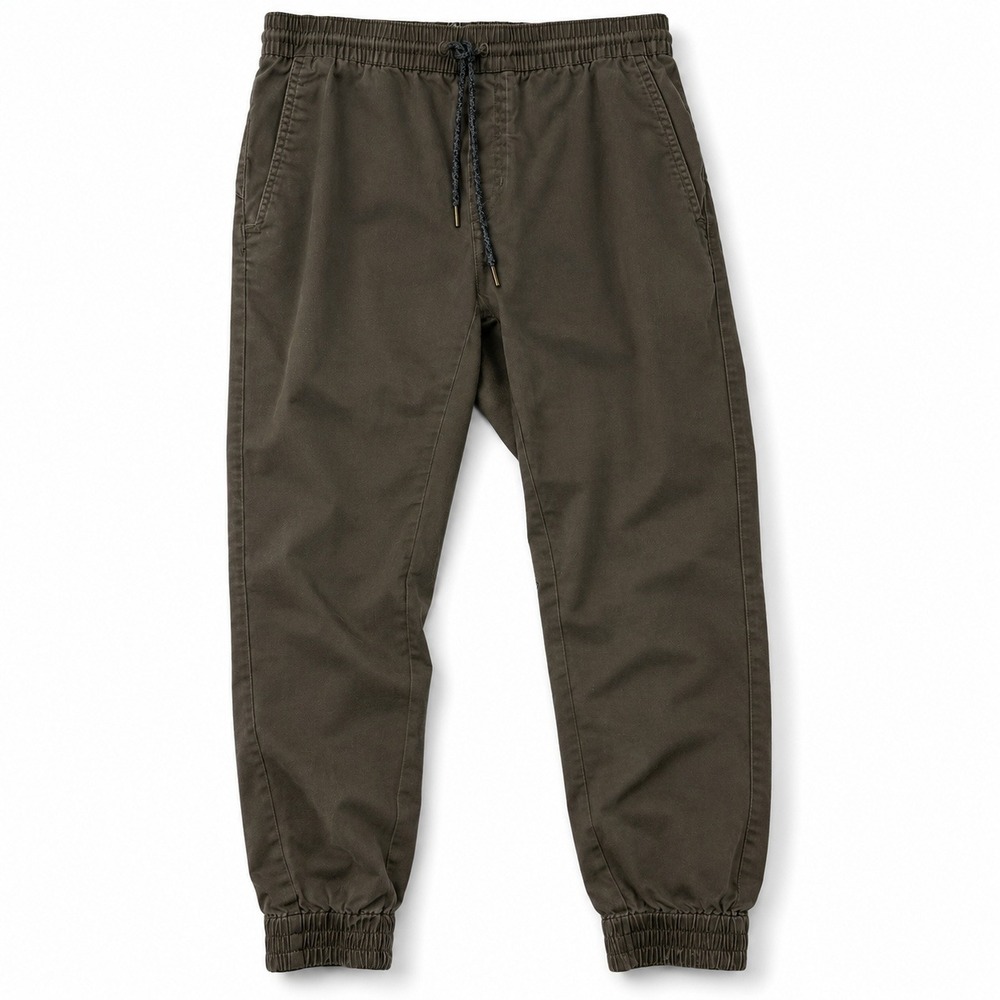 Volcom Frickin Slim Jogger Pants Mens S Olive Green Drawstring Tapered Chino